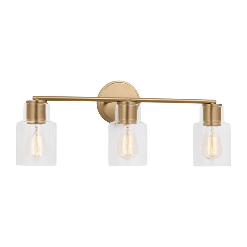 Three Light Bath<br /><span style="color:#4AB0CE;">Entrega: 8-9 semanas en USA</span><br /><span style="color:#4AB0CE;font-size:60%;">PREGUNTE POR ENTREGA EN PANAMA</span><br />Collection: Sayward<br />Finish: Satin Brass