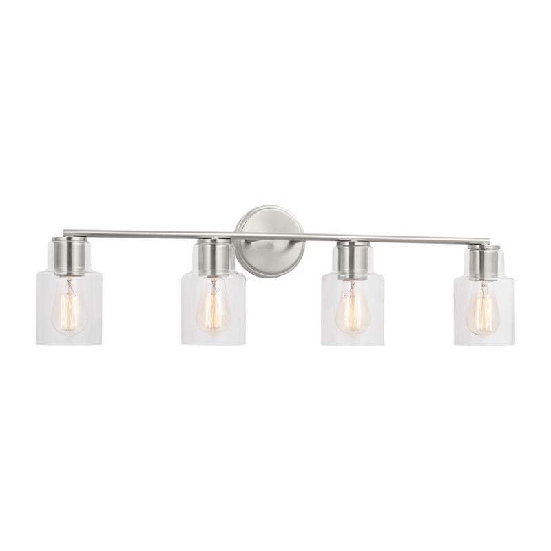 Four Light Bath<br /><span style="color:#4AB0CE;">Entrega: 4-10 dias en USA</span><br /><span style="color:#4AB0CE;font-size:60%;">PREGUNTE POR ENTREGA EN PANAMA</span><br />Collection: Sayward<br />Finish: Brushed Steel