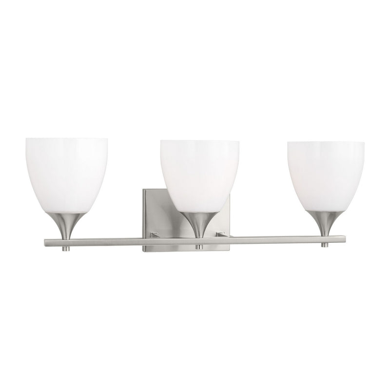 Three Light Bath<br /><span style="color:#4AB0CE;">Entrega: 4-10 dias en USA</span><br /><span style="color:#4AB0CE;font-size:60%;">PREGUNTE POR ENTREGA EN PANAMA</span><br />Collection: Toffino<br />Finish: Brushed Steel