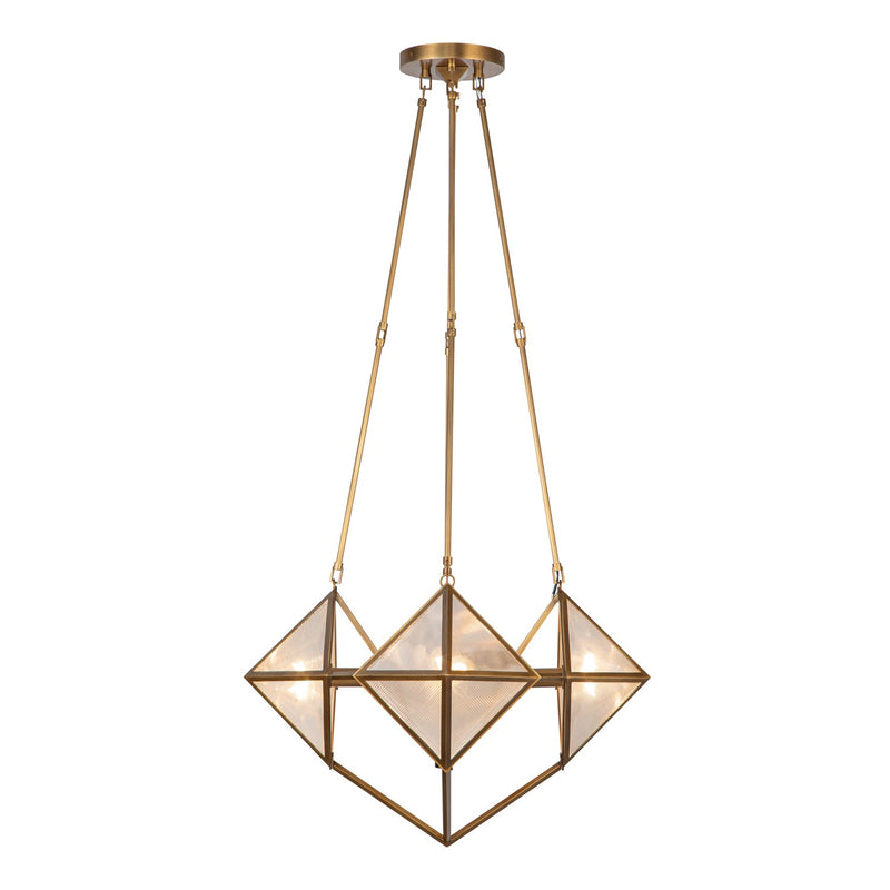 Four Light Chandelier<br /><span style="color:#4AB0CE;">Entrega: 4-10 dias en USA</span><br /><span style="color:#4AB0CE;font-size:60%;">PREGUNTE POR ENTREGA EN PANAMA</span><br />Collection: Cairo<br />Finish: Ribbed Glass/Vintage Brass