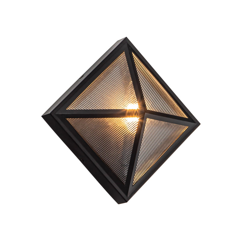 One Light Outdoor Wall Lantern<br /><span style="color:#4AB0CE;">Entrega: 4-10 dias en USA</span><br /><span style="color:#4AB0CE;font-size:60%;">PREGUNTE POR ENTREGA EN PANAMA</span><br />Collection: Cairo<br />Finish: Black/Ribbed Glass