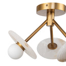 LED Semi Flush Mount<br /><span style="color:#4AB0CE;">Entrega: 4-10 dias en USA</span><br /><span style="color:#4AB0CE;font-size:60%;">PREGUNTE POR ENTREGA EN PANAMA</span><br />Collection: Dahlia<br />Finish: Vintage Brass/Alabaster