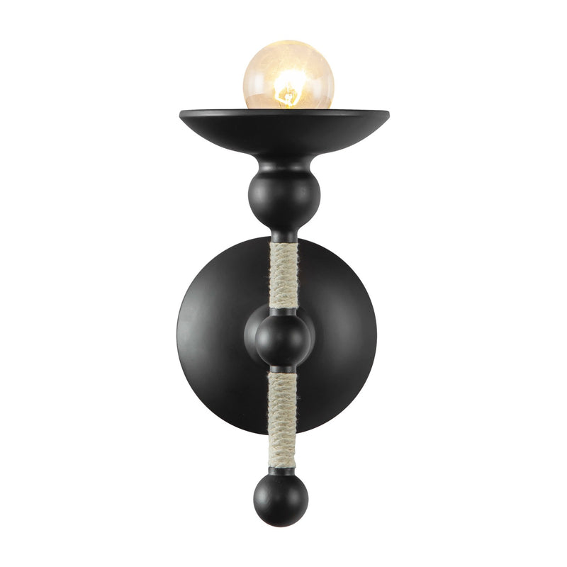 One Light Wall Sconce<br /><span style="color:#4AB0CE;">Entrega: 4-10 dias en USA</span><br /><span style="color:#4AB0CE;font-size:60%;">PREGUNTE POR ENTREGA EN PANAMA</span><br />Collection: Nadine<br />Finish: Matte Black/Cotton