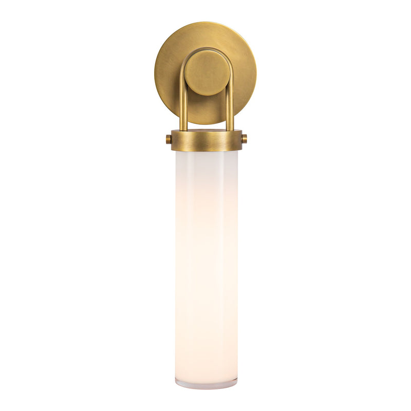 One Light Wall Sconce<br /><span style="color:#4AB0CE;">Entrega: 4-10 dias en USA</span><br /><span style="color:#4AB0CE;font-size:60%;">PREGUNTE POR ENTREGA EN PANAMA</span><br />Collection: Wynwood<br />Finish: Vintage Brass/Glossy Opal