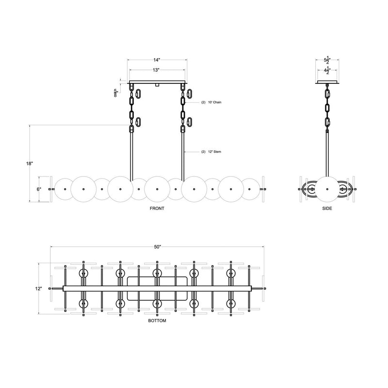 Varaluz - 370N10MB - Ten Light Linear Pendant - Cosmos - Matte Black