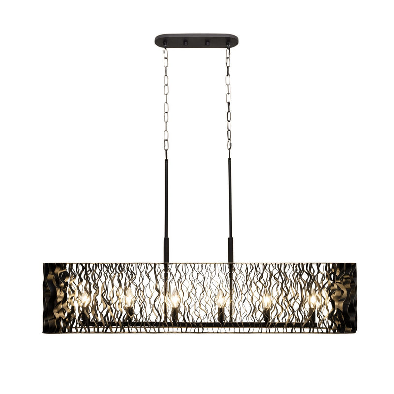 Six Light Linear Pendant<br /><span style="color:#4AB0CE;">Entrega: 4-10 dias en USA</span><br /><span style="color:#4AB0CE;font-size:60%;">PREGUNTE POR ENTREGA EN PANAMA</span><br />Collection: Estela<br />Finish: Matte Black/French Gold