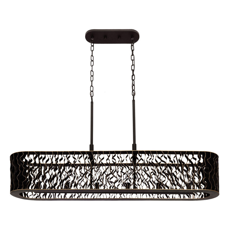 Six Light Linear Pendant<br /><span style="color:#4AB0CE;">Entrega: 4-10 dias en USA</span><br /><span style="color:#4AB0CE;font-size:60%;">PREGUNTE POR ENTREGA EN PANAMA</span><br />Collection: Estela<br />Finish: Matte Black/French Gold