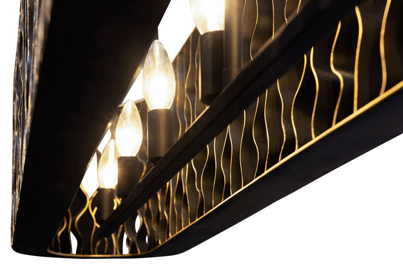 Varaluz - 380N06MBFG - Six Light Linear Pendant - Estela - Matte Black/French Gold