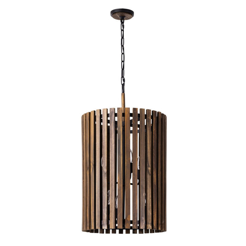 Six Light Foyer Pendant<br /><span style="color:#4AB0CE;">Entrega: 4-10 dias en USA</span><br /><span style="color:#4AB0CE;font-size:60%;">PREGUNTE POR ENTREGA EN PANAMA</span><br />Collection: Suratto<br />Finish: Matte Black/Medium Walnut