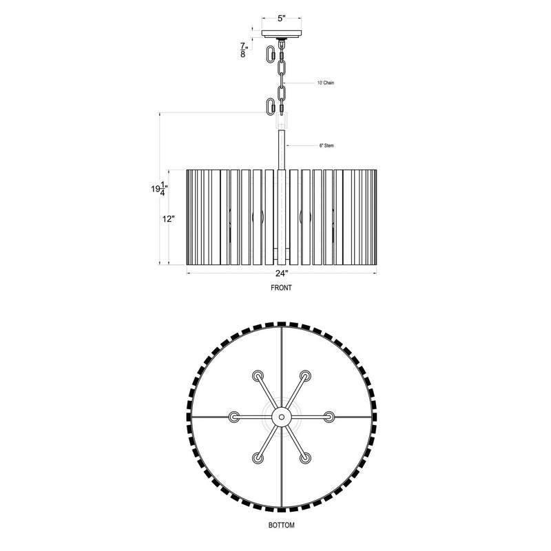 Varaluz - 387P06MBW - Six Light Pendant - Suratto - Matte Black/Medium Walnut
