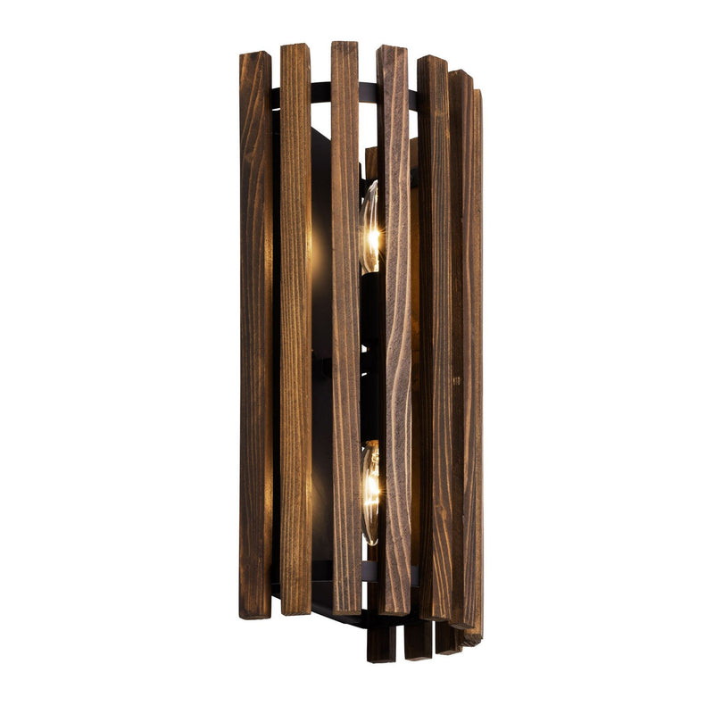 Two Light Wall Sconce<br /><span style="color:#4AB0CE;">Entrega: 5-6 semanas en USA</span><br /><span style="color:#4AB0CE;font-size:60%;">PREGUNTE POR ENTREGA EN PANAMA</span><br />Collection: Suratto<br />Finish: Matte Black/Medium Walnut