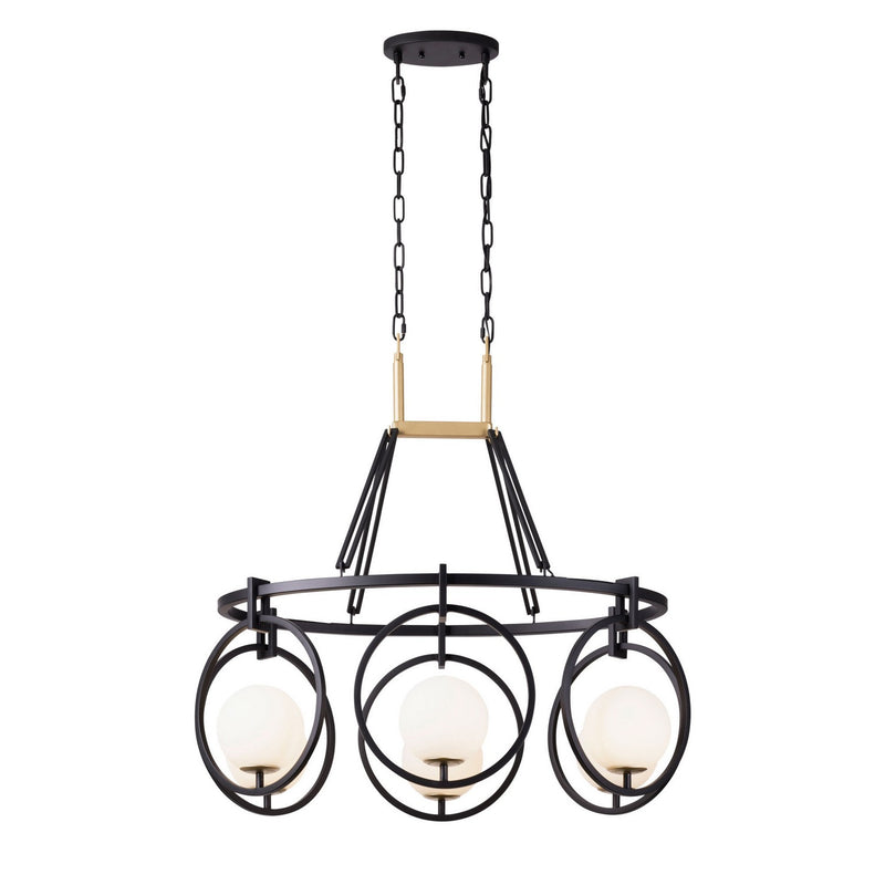 Six Light Linear Pendant<br /><span style="color:#4AB0CE;">Entrega: 4-10 dias en USA</span><br /><span style="color:#4AB0CE;font-size:60%;">PREGUNTE POR ENTREGA EN PANAMA</span><br />Collection: Stopwatch<br />Finish: Matte Black/French Gold