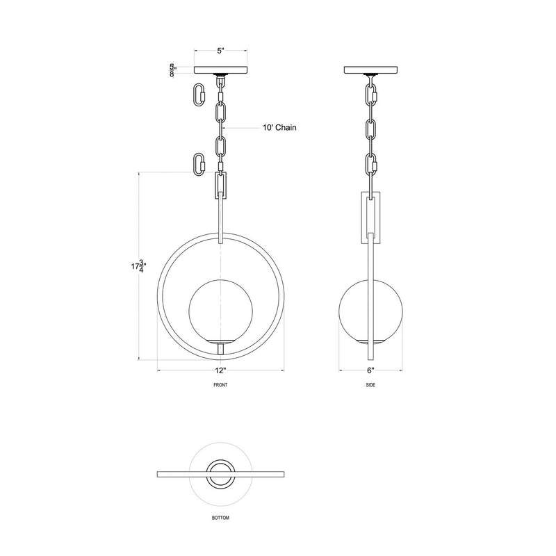 One Light Pendant<br /><span style="color:#4AB0CE;">Entrega: 4-10 dias en USA</span><br /><span style="color:#4AB0CE;font-size:60%;">PREGUNTE POR ENTREGA EN PANAMA</span><br />Collection: Stopwatch<br />Finish: Matte Black/French Gold