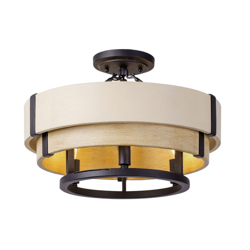 Three Light Semi-Flush Mount<br /><span style="color:#4AB0CE;">Entrega: 4-10 dias en USA</span><br /><span style="color:#4AB0CE;font-size:60%;">PREGUNTE POR ENTREGA EN PANAMA</span><br />Collection: Blonde Moment<br />Finish: Matte Black/Honey/Medium Oak