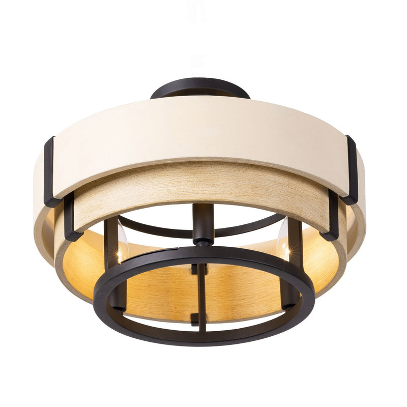 Three Light Semi-Flush Mount<br /><span style="color:#4AB0CE;">Entrega: 4-10 dias en USA</span><br /><span style="color:#4AB0CE;font-size:60%;">PREGUNTE POR ENTREGA EN PANAMA</span><br />Collection: Blonde Moment<br />Finish: Matte Black/Honey/Medium Oak