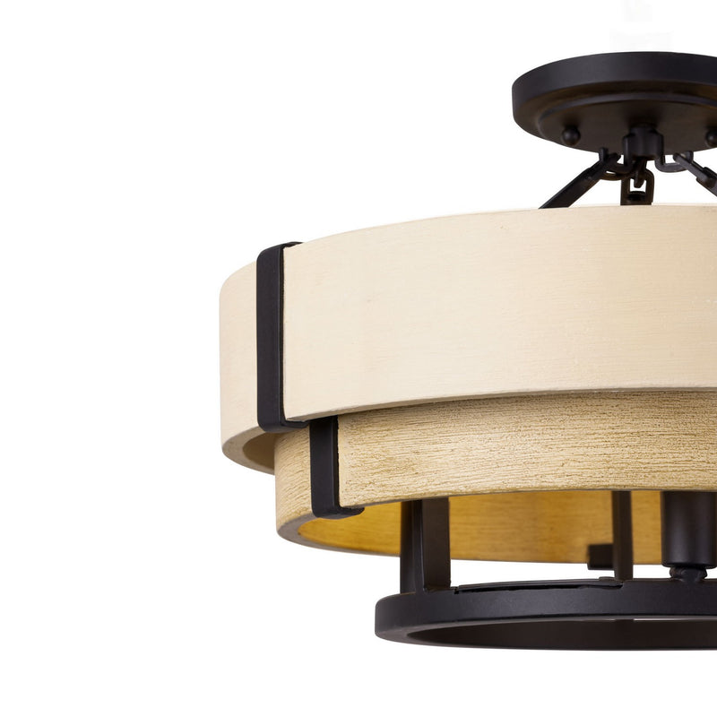 Three Light Semi-Flush Mount<br /><span style="color:#4AB0CE;">Entrega: 4-5 semanas en USA</span><br /><span style="color:#4AB0CE;font-size:60%;">PREGUNTE POR ENTREGA EN PANAMA</span><br />Collection: Blonde Moment<br />Finish: Matte Black/Honey/Medium...