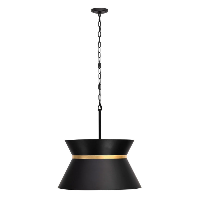 Four Light Pendant<br /><span style="color:#4AB0CE;">Entrega: 8-9 semanas en USA</span><br /><span style="color:#4AB0CE;font-size:60%;">PREGUNTE POR ENTREGA EN PANAMA</span><br />Collection: Mad Hatter<br />Finish: Matte Black/French Gold