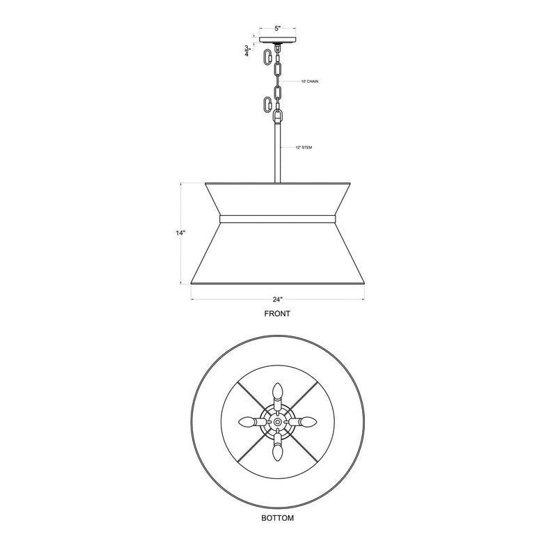 Four Light Pendant<br /><span style="color:#4AB0CE;">Entrega: 8-9 semanas en USA</span><br /><span style="color:#4AB0CE;font-size:60%;">PREGUNTE POR ENTREGA EN PANAMA</span><br />Collection: Mad Hatter<br />Finish: Matte Black/French Gold