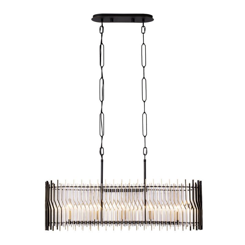 Five Light Linear Pendant<br /><span style="color:#4AB0CE;">Entrega: 4-10 dias en USA</span><br /><span style="color:#4AB0CE;font-size:60%;">PREGUNTE POR ENTREGA EN PANAMA</span><br />Collection: Park Row<br />Finish: Matte Black/French Gold