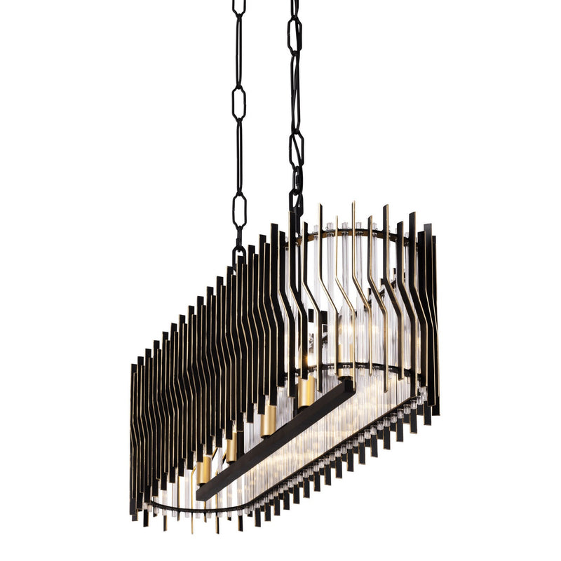 Five Light Linear Pendant<br /><span style="color:#4AB0CE;">Entrega: 4-10 dias en USA</span><br /><span style="color:#4AB0CE;font-size:60%;">PREGUNTE POR ENTREGA EN PANAMA</span><br />Collection: Park Row<br />Finish: Matte Black/French Gold