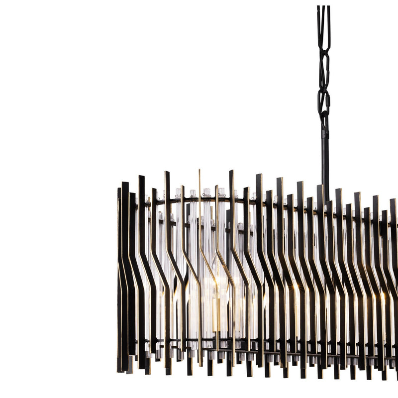 Six Light Linear Pendant<br /><span style="color:#4AB0CE;">Entrega: 4-10 dias en USA</span><br /><span style="color:#4AB0CE;font-size:60%;">PREGUNTE POR ENTREGA EN PANAMA</span><br />Collection: Park Row<br />Finish: Matte Black/French Gold