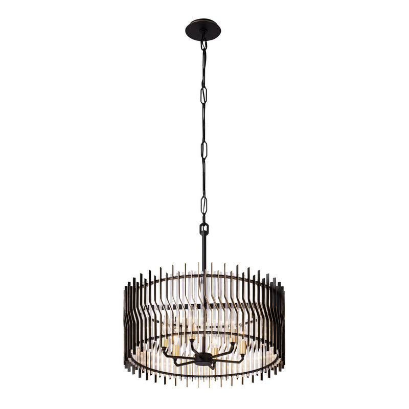 Six Light Pendant<br /><span style="color:#4AB0CE;">Entrega: 4-10 dias en USA</span><br /><span style="color:#4AB0CE;font-size:60%;">PREGUNTE POR ENTREGA EN PANAMA</span><br />Collection: Park Row<br />Finish: Matte Black/French Gold