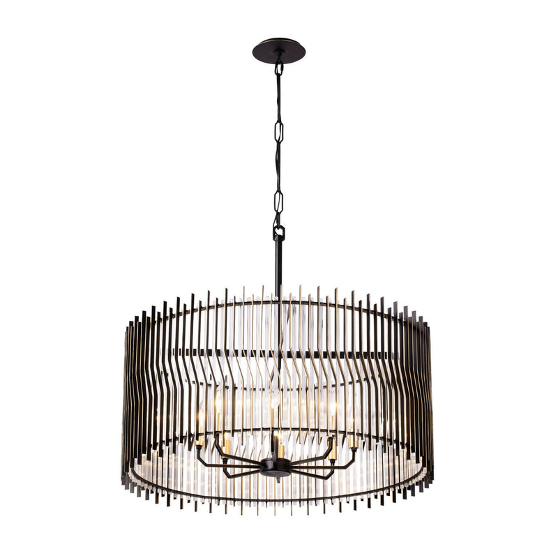 Eight Light Pendant<br /><span style="color:#4AB0CE;">Entrega: 4-10 dias en USA</span><br /><span style="color:#4AB0CE;font-size:60%;">PREGUNTE POR ENTREGA EN PANAMA</span><br />Collection: Park Row<br />Finish: Matte Black/French Gold