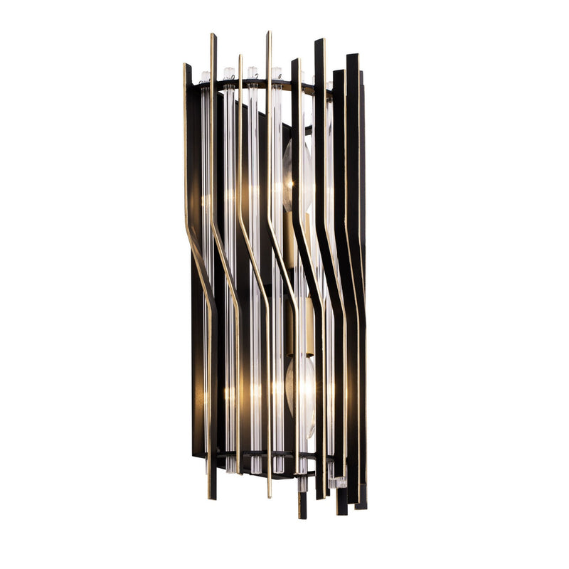 Two Light Wall Sconce<br /><span style="color:#4AB0CE;">Entrega: 12-13 semanas en USA</span><br /><span style="color:#4AB0CE;font-size:60%;">PREGUNTE POR ENTREGA EN PANAMA</span><br />Collection: Park Row<br />Finish: Matte Black/French Gold