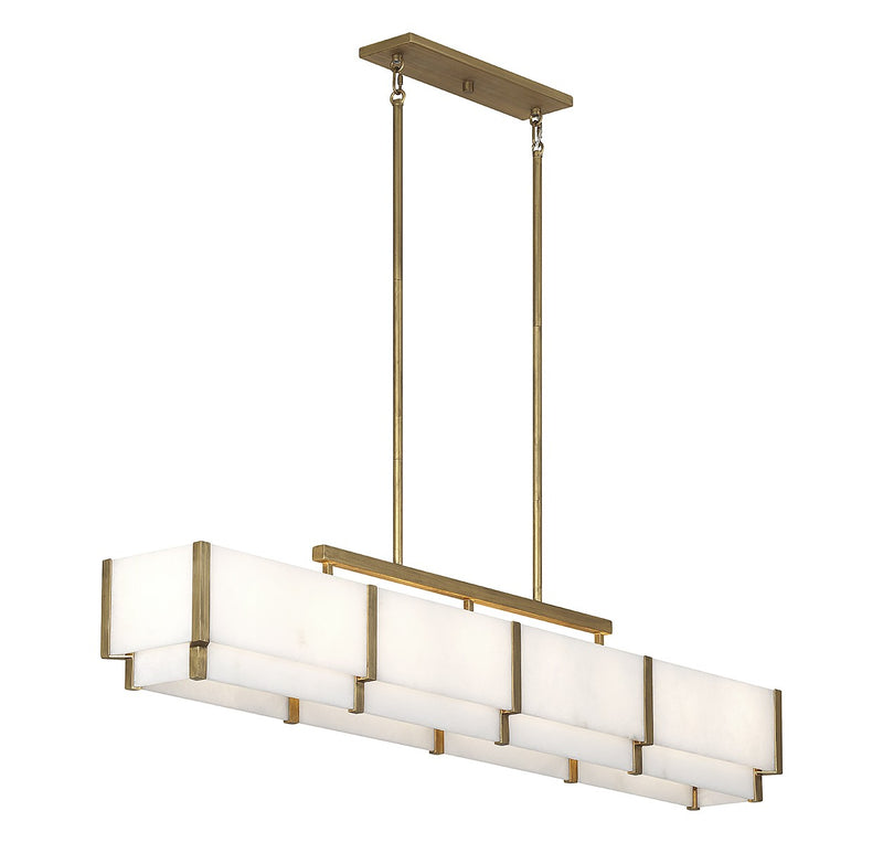 Eight Light Linear Chandelier<br /><span style="color:#4AB0CE;">Entrega: 2-3 semanas en USA</span><br /><span style="color:#4AB0CE;font-size:60%;">PREGUNTE POR ENTREGA EN PANAMA</span><br />Collection: Orleans<br />Finish: Distressed Gold