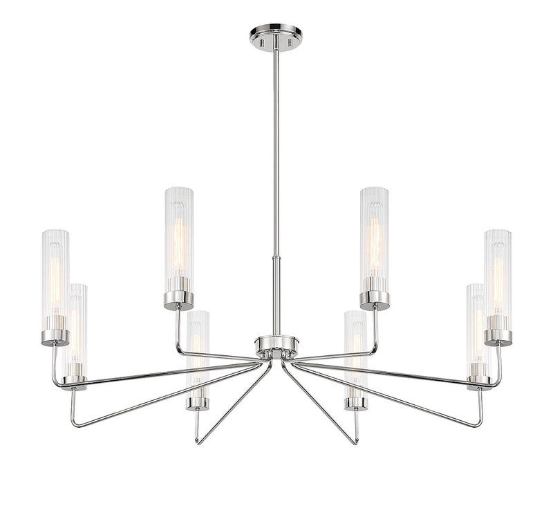 Eight Light Chandelier<br /><span style="color:#4AB0CE;">Entrega: 4-10 dias en USA</span><br /><span style="color:#4AB0CE;font-size:60%;">PREGUNTE POR ENTREGA EN PANAMA</span><br />Collection: Baker<br />Finish: Polished Nickel