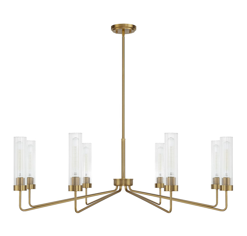 Eight Light Chandelier<br /><span style="color:#4AB0CE;">Entrega: 4-10 dias en USA</span><br /><span style="color:#4AB0CE;font-size:60%;">PREGUNTE POR ENTREGA EN PANAMA</span><br />Collection: Baker<br />Finish: Warm Brass