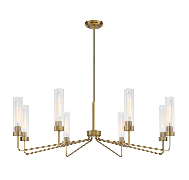 Eight Light Chandelier<br /><span style="color:#4AB0CE;">Entrega: 4-10 dias en USA</span><br /><span style="color:#4AB0CE;font-size:60%;">PREGUNTE POR ENTREGA EN PANAMA</span><br />Collection: Baker<br />Finish: Warm Brass