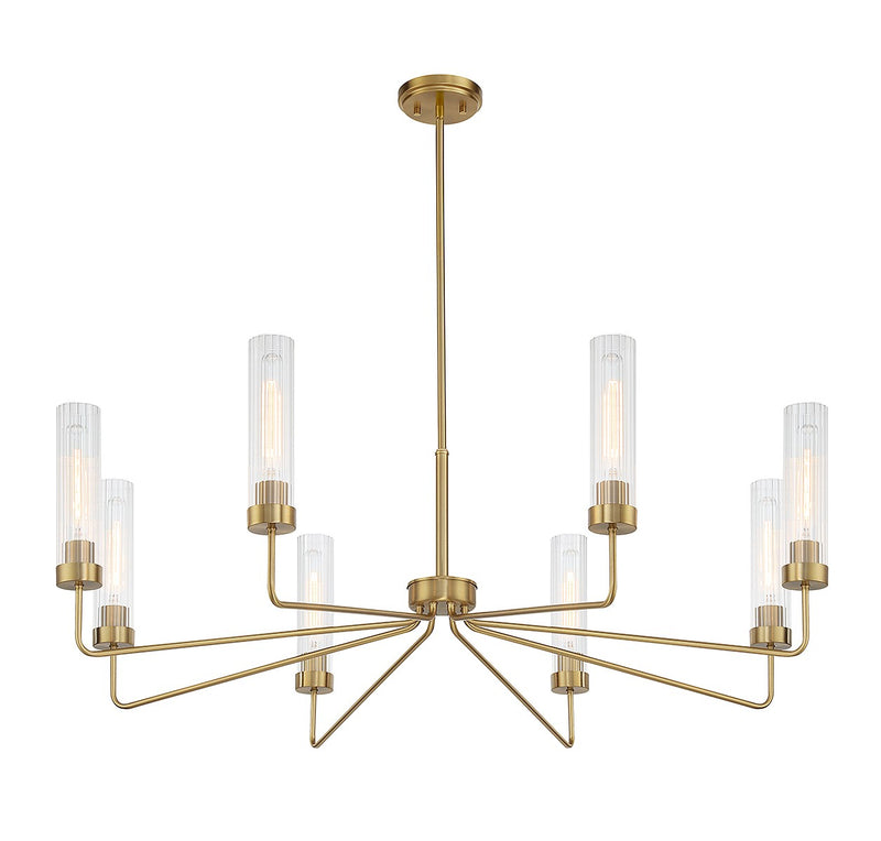 Eight Light Chandelier<br /><span style="color:#4AB0CE;">Entrega: 4-10 dias en USA</span><br /><span style="color:#4AB0CE;font-size:60%;">PREGUNTE POR ENTREGA EN PANAMA</span><br />Collection: Baker<br />Finish: Warm Brass