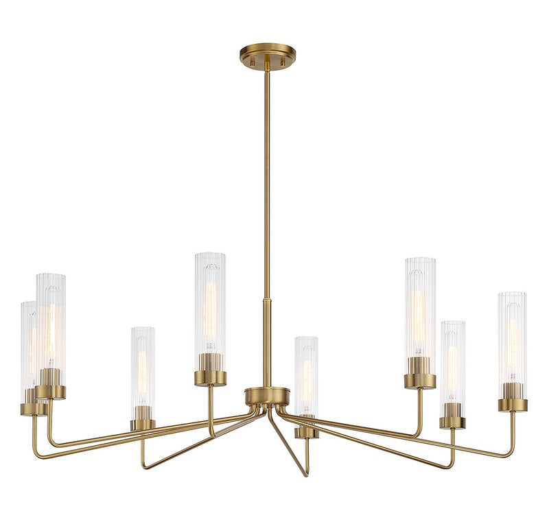 Eight Light Chandelier<br /><span style="color:#4AB0CE;">Entrega: 4-10 dias en USA</span><br /><span style="color:#4AB0CE;font-size:60%;">PREGUNTE POR ENTREGA EN PANAMA</span><br />Collection: Baker<br />Finish: Warm Brass