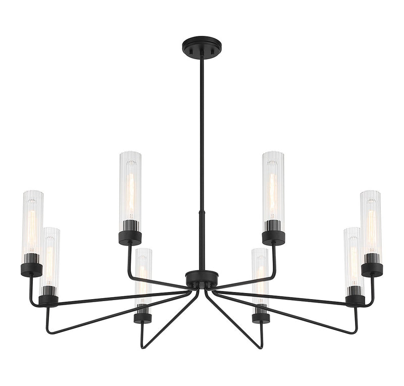 Eight Light Chandelier<br /><span style="color:#4AB0CE;">Entrega: 4-10 dias en USA</span><br /><span style="color:#4AB0CE;font-size:60%;">PREGUNTE POR ENTREGA EN PANAMA</span><br />Collection: Baker<br />Finish: Matte Black