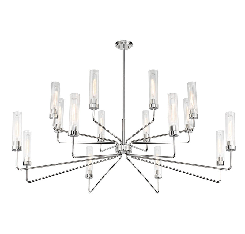 16 Light Chandelier<br /><span style="color:#4AB0CE;">Entrega: 4-10 dias en USA</span><br /><span style="color:#4AB0CE;font-size:60%;">PREGUNTE POR ENTREGA EN PANAMA</span><br />Collection: Baker<br />Finish: Polished Nickel