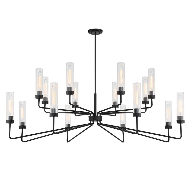 16 Light Chandelier<br /><span style="color:#4AB0CE;">Entrega: 4-10 dias en USA</span><br /><span style="color:#4AB0CE;font-size:60%;">PREGUNTE POR ENTREGA EN PANAMA</span><br />Collection: Baker<br />Finish: Matte Black