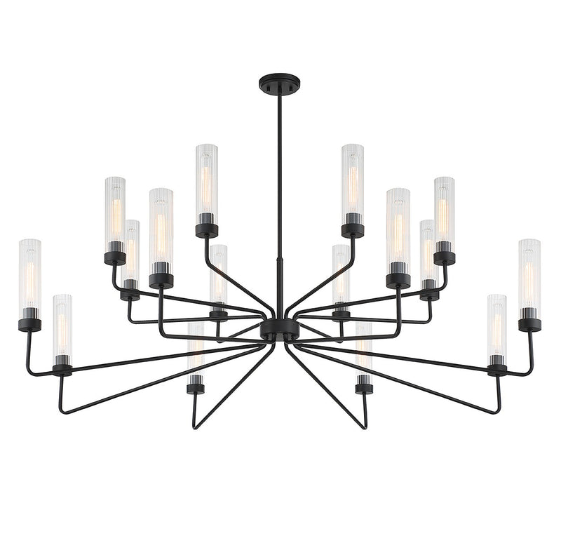 16 Light Chandelier<br /><span style="color:#4AB0CE;">Entrega: 4-10 dias en USA</span><br /><span style="color:#4AB0CE;font-size:60%;">PREGUNTE POR ENTREGA EN PANAMA</span><br />Collection: Baker<br />Finish: Matte Black