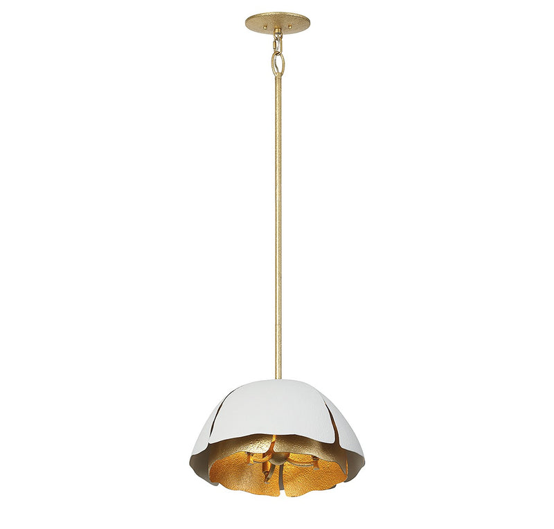 Savoy House - 7-1398-3-14 - Three Light Pendant - Brewster - Cavalier Gold with Royal White