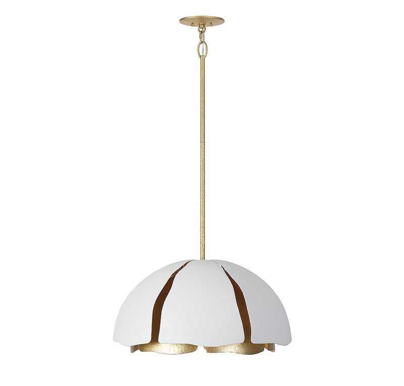 Five Light Pendant<br /><span style="color:#4AB0CE;">Entrega: 4-10 dias en USA</span><br /><span style="color:#4AB0CE;font-size:60%;">PREGUNTE POR ENTREGA EN PANAMA</span><br />Collection: Brewster<br />Finish: Cavalier Gold with Royal White