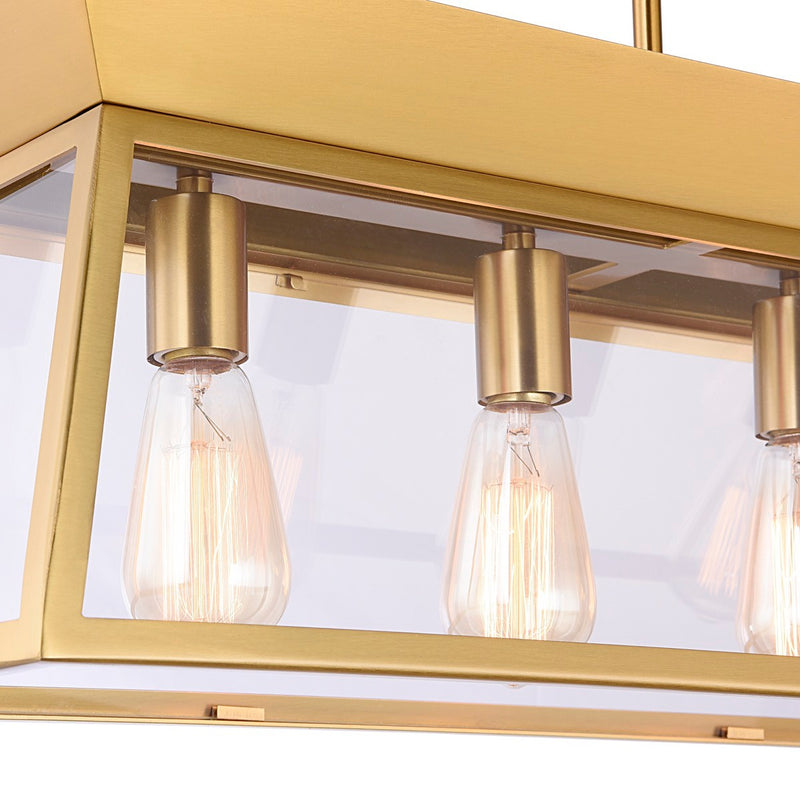 Six Light Island Chandelier<br /><span style="color:#4AB0CE;">Entrega: 4-10 dias en USA</span><br /><span style="color:#4AB0CE;font-size:60%;">PREGUNTE POR ENTREGA EN PANAMA</span><br />Collection: Lucian<br />Finish: Brushed Brass