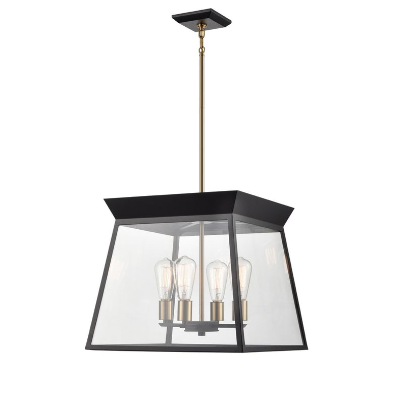 Four Light Chandelier<br /><span style="color:#4AB0CE;">Entrega: 4-10 dias en USA</span><br /><span style="color:#4AB0CE;font-size:60%;">PREGUNTE POR ENTREGA EN PANAMA</span><br />Collection: Lucian<br />Finish: Black and Brushed Brass