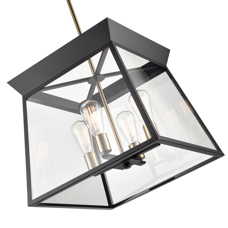 Four Light Chandelier<br /><span style="color:#4AB0CE;">Entrega: 4-10 dias en USA</span><br /><span style="color:#4AB0CE;font-size:60%;">PREGUNTE POR ENTREGA EN PANAMA</span><br />Collection: Lucian<br />Finish: Black and Brushed Brass