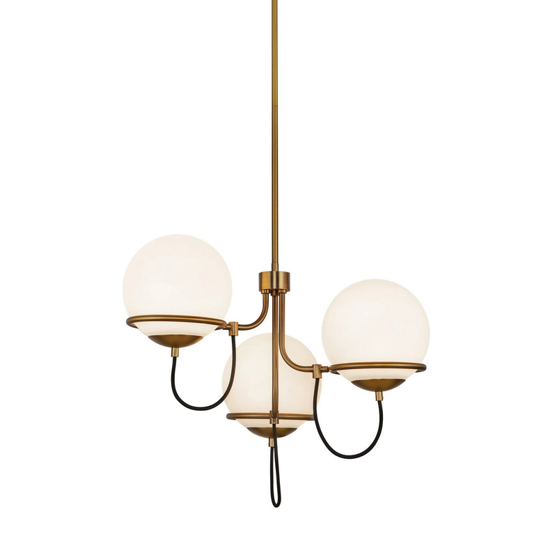 Three Light Chandelier<br /><span style="color:#4AB0CE;">Entrega: 4-10 dias en USA</span><br /><span style="color:#4AB0CE;font-size:60%;">PREGUNTE POR ENTREGA EN PANAMA</span><br />Collection: Alba<br />Finish: Aged Gold/Opal Glass