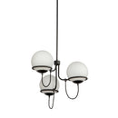 Three Light Chandelier<br /><span style="color:#4AB0CE;">Entrega: 4-10 dias en USA</span><br /><span style="color:#4AB0CE;font-size:60%;">PREGUNTE POR ENTREGA EN PANAMA</span><br />Collection: Alba<br />Finish: Matte Black/Opal Glass