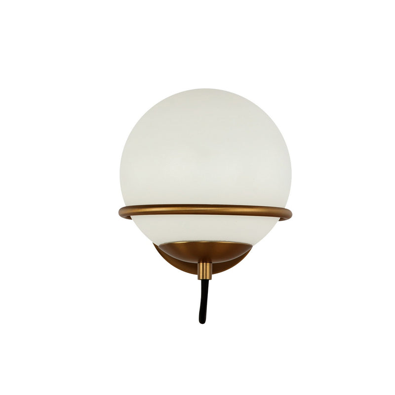 One Light Wall Vanity<br /><span style="color:#4AB0CE;">Entrega: 4-10 dias en USA</span><br /><span style="color:#4AB0CE;font-size:60%;">PREGUNTE POR ENTREGA EN PANAMA</span><br />Collection: Alba<br />Finish: Aged Gold/Opal Glass