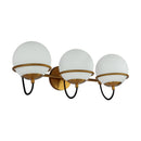 Three Light Wall Vanity<br /><span style="color:#4AB0CE;">Entrega: 1-2 semanas en USA</span><br /><span style="color:#4AB0CE;font-size:60%;">PREGUNTE POR ENTREGA EN PANAMA</span><br />Collection: Alba<br />Finish: Aged Gold/Opal Glass