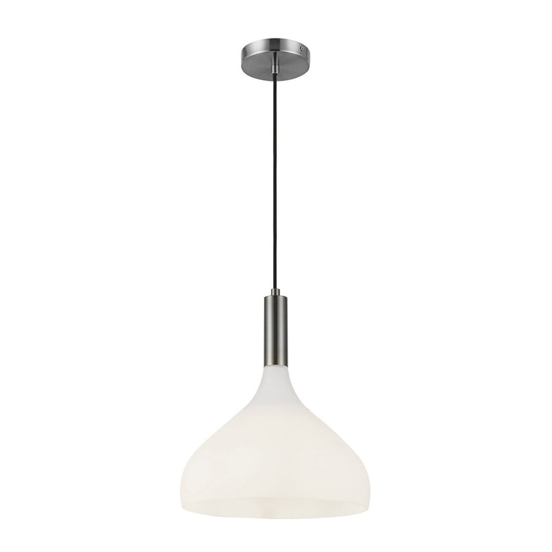 One Light Pendant<br /><span style="color:#4AB0CE;">Entrega: 4-10 dias en USA</span><br /><span style="color:#4AB0CE;font-size:60%;">PREGUNTE POR ENTREGA EN PANAMA</span><br />Collection: Belleview<br />Finish: Brushed Nickel/Opal Glass