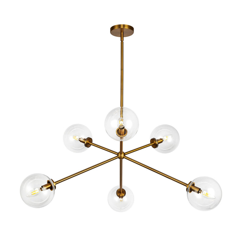Six Light Chandelier<br /><span style="color:#4AB0CE;">Entrega: 4-10 dias en USA</span><br /><span style="color:#4AB0CE;font-size:60%;">PREGUNTE POR ENTREGA EN PANAMA</span><br />Collection: Cassia<br />Finish: Aged Gold/Clear Glass