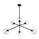 Six Light Chandelier<br /><span style="color:#4AB0CE;">Entrega: 4-10 dias en USA</span><br /><span style="color:#4AB0CE;font-size:60%;">PREGUNTE POR ENTREGA EN PANAMA</span><br />Collection: Cassia<br />Finish: Matte Black/Clear Glass